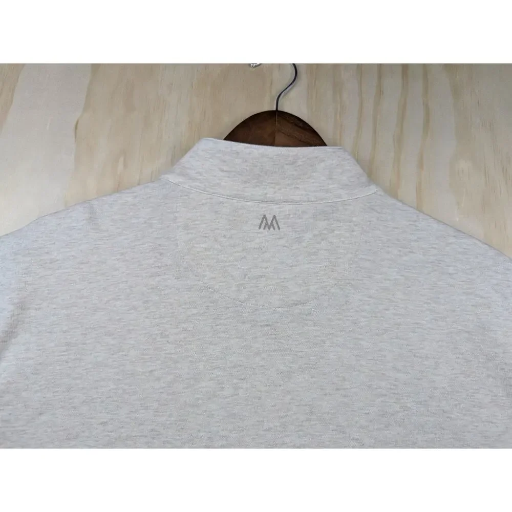 Mizzen+Main Men's XXL 1/4 Zip Pullover Sweater Heathered Beige Stretch Knit